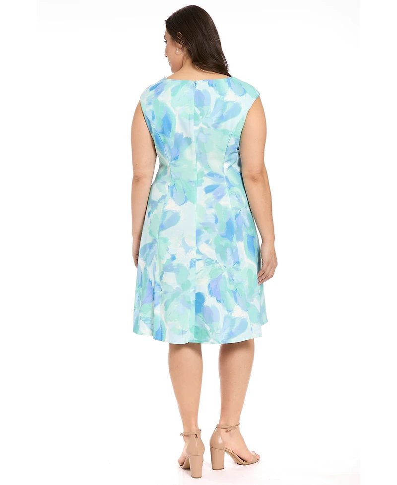 London Times Plus Sleeveless Crewneck Dress