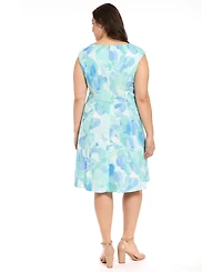 London Times Plus Sleeveless Crewneck Dress