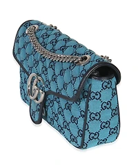 Pre-Owned Gucci Blue Gg Canvas Diagonal Small Gg Marmont Bag