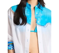 Michael Kors Women's Long-Sleeve Beach Shirt Dress