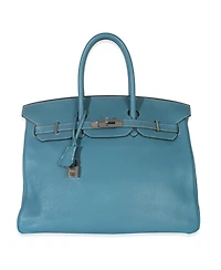 Pre-Owned HERMES Bleu Jean Togo Birkin 35 Phw