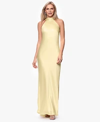 Xscape Petite Sleeveless Tie-Neck Long Gown