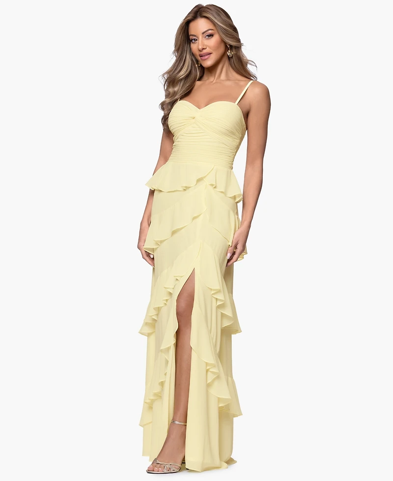 Xscape Petite Sleeveless Sweetheart Neck Long Gown
