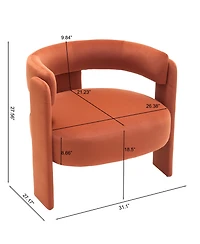 Rainsken Velvet Accent Chair, Mid-Century Modern Armchair with Wooden Legs and Adjustable Foot Nails for Living Room, Home Office, Bedroom