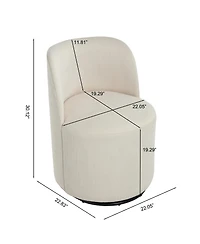 Rainsken 360degree(s) Swivel Barrel Chair, Linen Upholstered Accent Chair with Curved Backrest and Sturdy Metal Base for Living Room, Bedroom