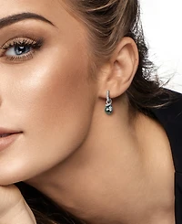 Macy's Cultured Tahitian Pearl and Diamond (1/10 ct. t.w.) Drop Earrings in Sterling Silver