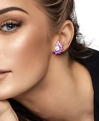 Macy's Cultured Freshwater Pearl and Amethyst Stud Earrings (6-3/4 ct. t.w.) in 18k Gold Flash Plated Sterling Silver