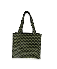 Pre-Owned Prada Black Green Jacquard Triangolo Symbole Shopping Tote