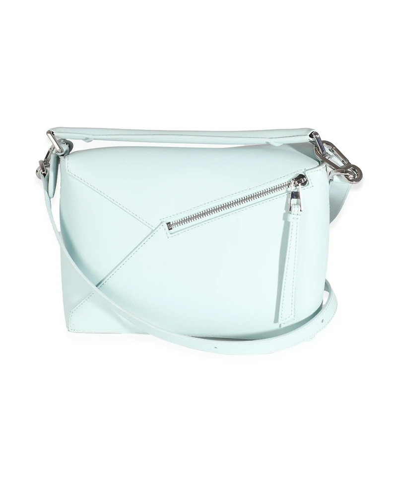 Pre-Owned Loewe Light Blue Grained Calfskin Small Puzzle Edge Bag