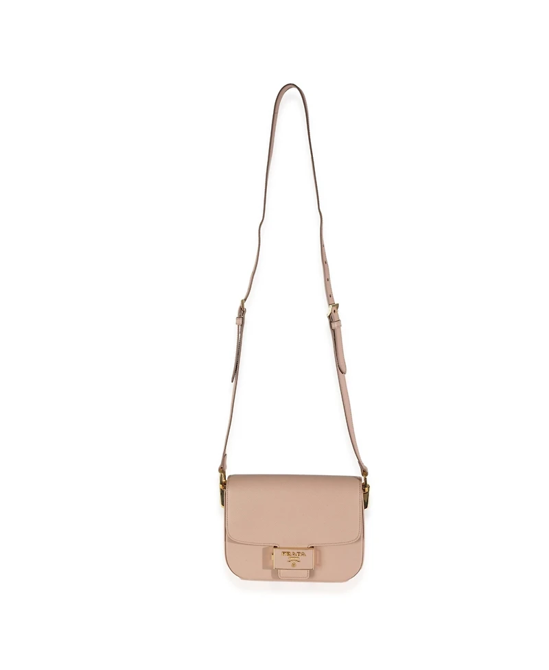 Pre-Owned Prada Cipria Saffiano Lux Embleme Flap Shoulder Bag