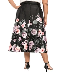 Muse Plus Floral Printed Polyester Pleated Skirt