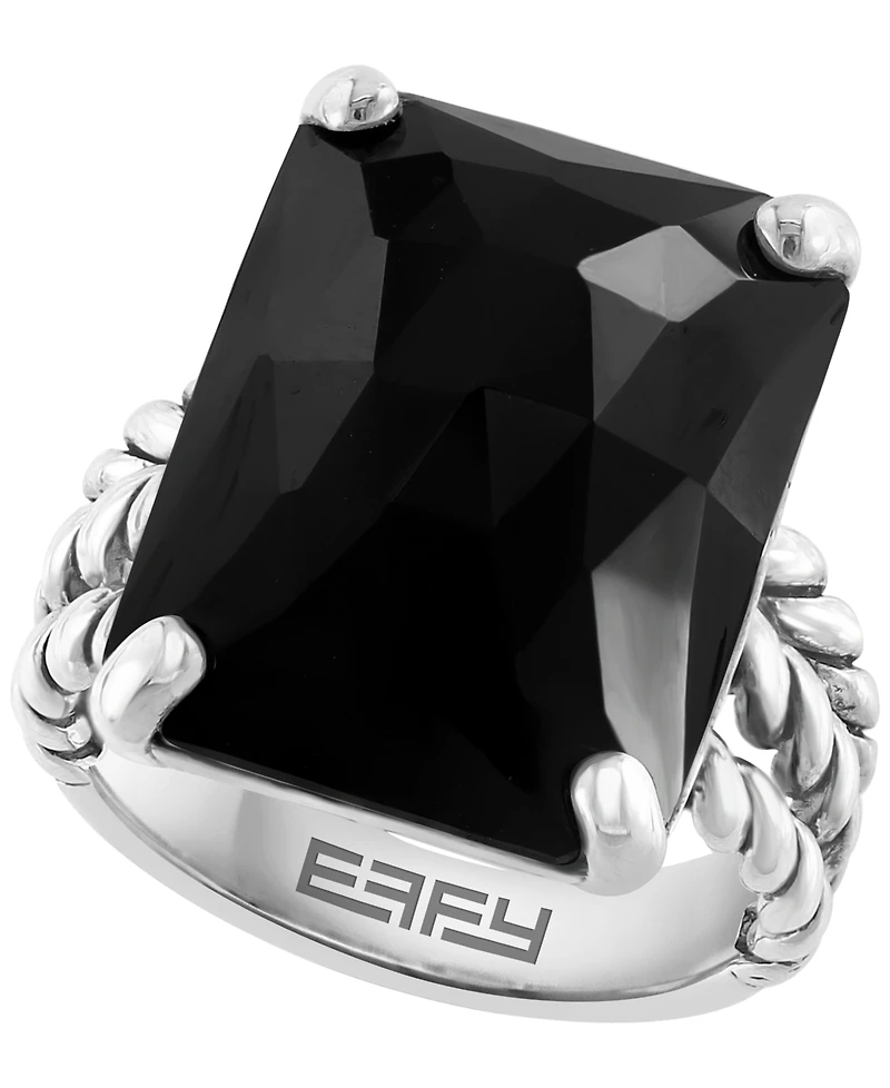 Effy Collection Onyx Octagon Ring in Sterling Silver