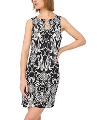 Msk Women's Sleeveless Keyhole 3 Ring Printed Dress