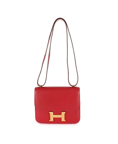 Pre-Owned HERMES Rouge Casaque Swift Constance 18 Ghw