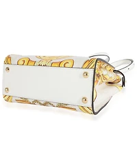 Pre-Owned Fendi x Versace Fendace Gold Baroque and White Ff Motif Mini Peekaboo