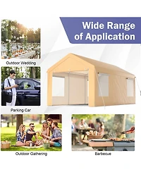 Gymax 10x20 ft Heavy-Duty Steel Carport Car Canopy Shelter Sidewalls Tent Garage