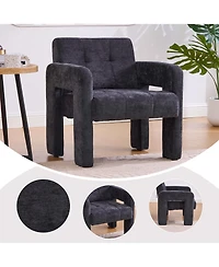 Rainsken Modern Accent Chair, Chenille Fabric Upholstered Armchair, Single Lounge Chair for Living Room, Bedroom and Reading Nook