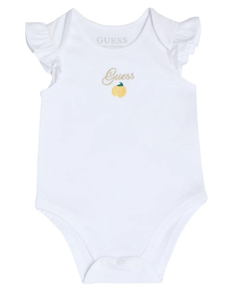 Guess Baby Girls' Short Sleeve Bodysuit and Poplin Yarn Dye Stripe Skirtall, 2-Piece Set