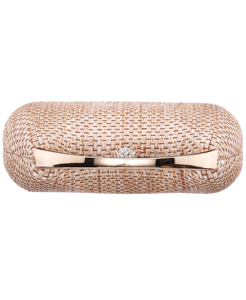 Nina Straw Minaudiere Mini Clutch Handbag
