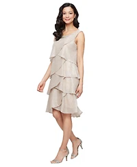 Sl Fashions Petite Crewneck Embellished Tiered Jacket Dress