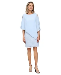 Sl Fashions Petite Crewneck Asymmetric Overlay Sheath Dress