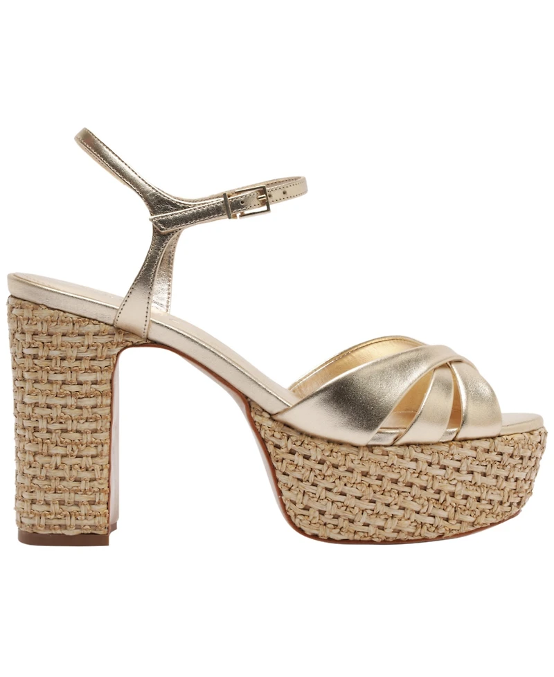 Schutz Women's Keefa Raffia Round Toe Sandals