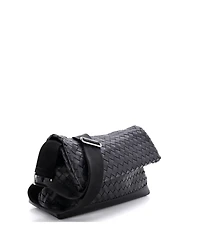 Pre-Owned Bottega Veneta Large Classic Fold Over Messenger Bag Intrecciato Leather