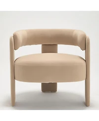 Rainsken Velvet Accent Chair, Mid-Century Modern Armchair with Wooden Legs and Adjustable Foot Nails for Living Room, Home Office