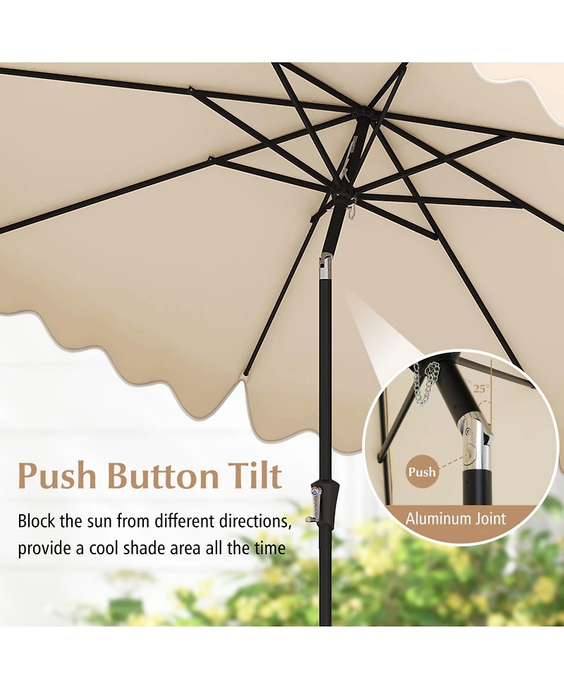 Sugift 9 Feet Patio Umbrella with Crank Handle and Push Button Tilt