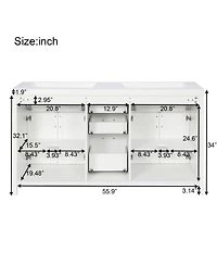 Sillysis 59.3" White Double Sink Bathroom Vanity with Smc Resin Basin, Solid Wood Frame & Soft Close Drawers for Large Bathrooms