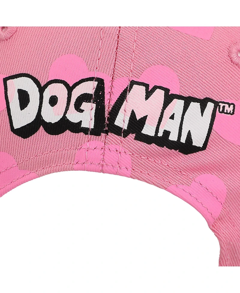 Dog Man Girls Glitter Heart Youth Pink Traditional Adjustable Hat