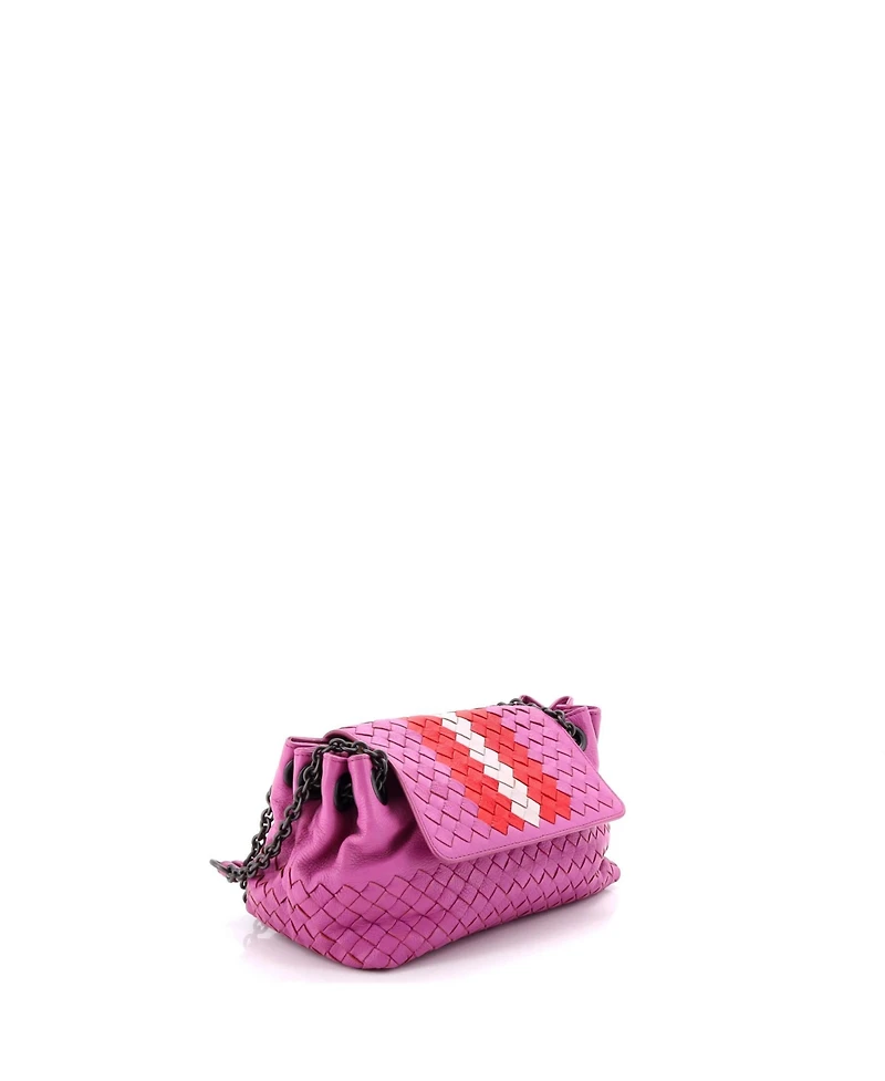 Pre-Owned Bottega Veneta Mini Accordion Flap Chain Shoulder Bag Intrecciato Nappa