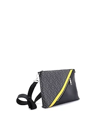 Pre-Owned Fendi Large Front Zip Messenger Zucca Coated Canvas and Leather