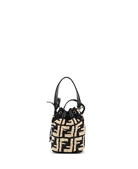 Pre-Owned Fendi Mini Mon Tresor Bucket Bag Zucca Raffia