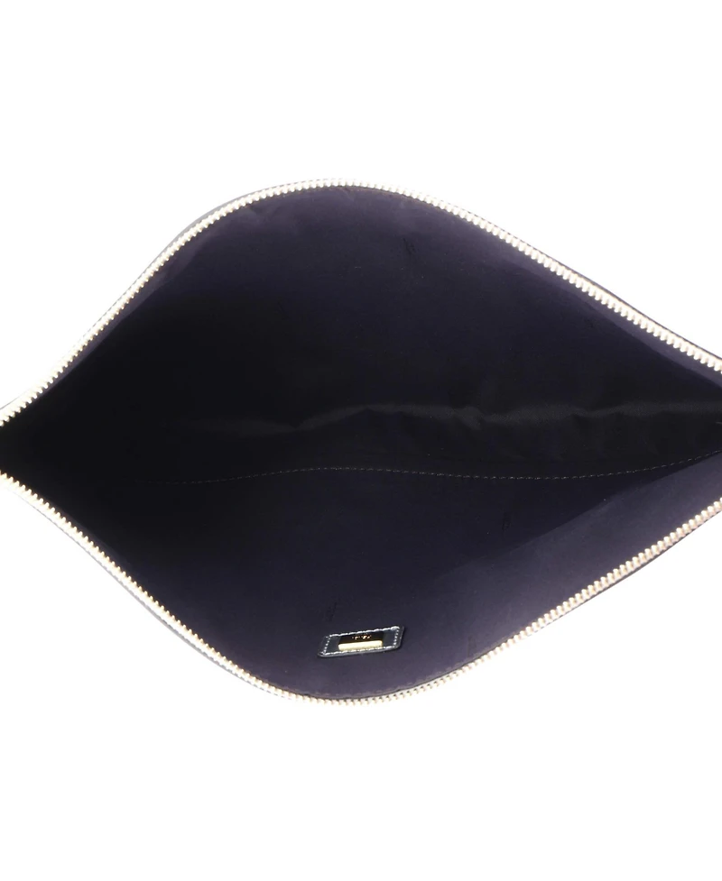 Pre-Owned Fendi Large Logo Flat Wristlet Pouch Embossed Leather