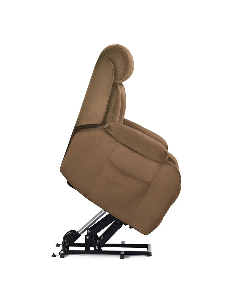 Maison Boucle power lift recliner for elderly, velvet electric chair w/ remote, wide seat, side pocket & heavy-duty