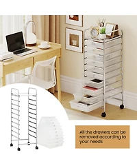 Sugift Ten Drawer Rolling Storage Cart with Metal Frame and Casters
