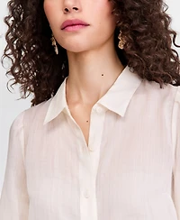 I.n.c. International Concepts Women's Puffed-Sleeve Sheer Blouse, Macy's Exclusive