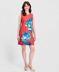 Tahari Asl Women's Floral-Print Scoop-Neck Sheath Dress
