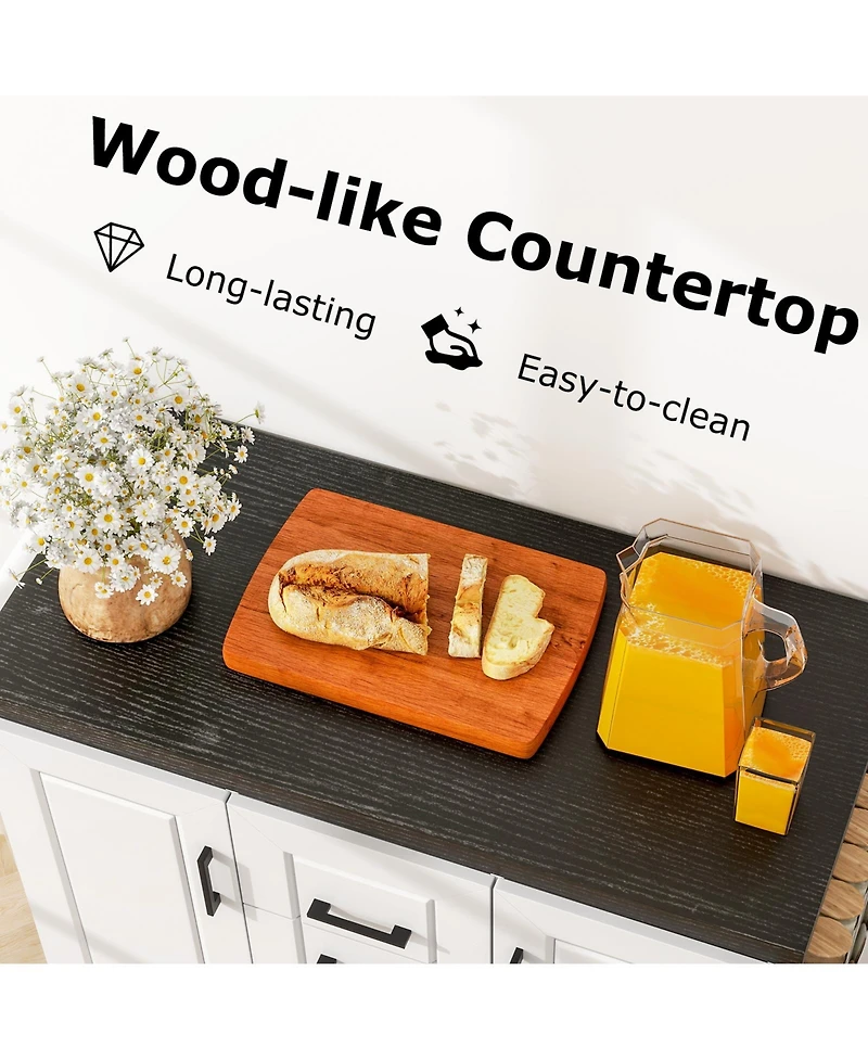 Sugift Rolling Kitchen Island Cart with Storage Cabinets and Shelves