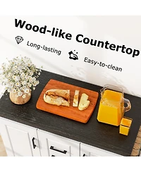 Sugift Rolling Kitchen Island Cart with Storage Cabinets and Shelves