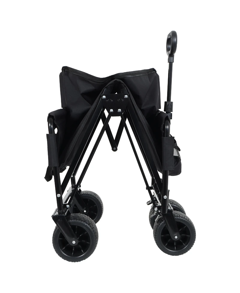 sumyeg Outdoor Storage 3-in-1 Collapsible Foldable Wagon Cart with Bench Seat & Heavy Duty Utility For Camping