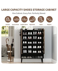 Homfan 2Pcs Shoe Cabinet, Large Cabinet with 2 Doors, Adjustable Shelves, Organizer Doors for Hallway, Entryway, Living Room