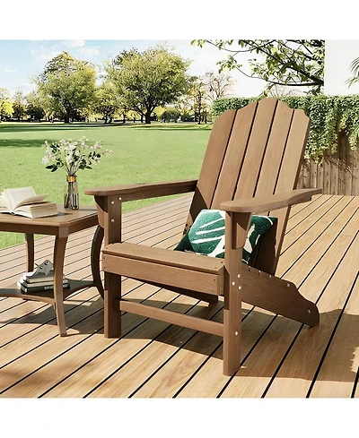 gaomon Adirondack Chair for Patio, Hdpe Outdoor Lawn with Wood Texture Garden Backyard Deck Poolside Use
