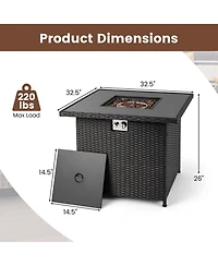 Sugift 32.5 in Propane Fire Pit Table with Tempered Glass Top