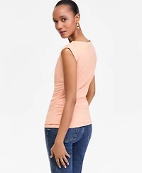 I.n.c. International Concepts Women's Short-Sleeve Ruched Boatneck Top, Macy's Exclusive