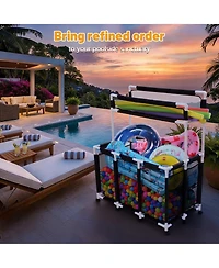 Yescom 2PCS Pool Float Storage Bins Basket for Toys Raft Noodles Rolling Cart Organizer