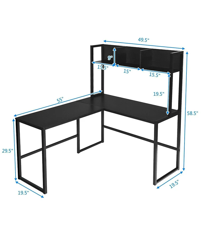 Sugift Reversible L Shaped Corner Desk with Storage Bookshelf