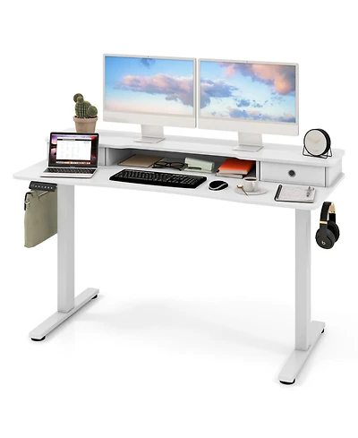 Sugift Height Adjustable Electric Standing Desk with Two Drawers