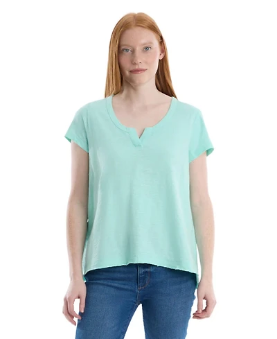 Wilt Clothing Women's Women''s Short Sleeve Placket Hi-Lo Tee